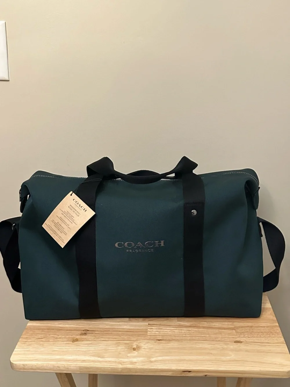 Coach Dark Green Canvas Duffel with Black Straps - Picture 3 of 10